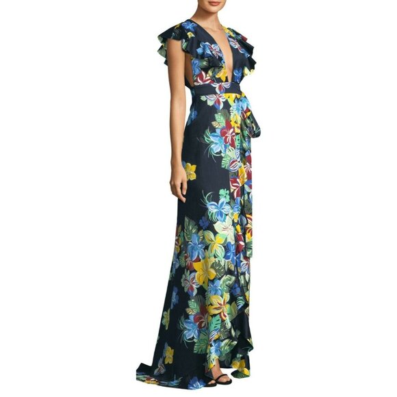 Alexis NWT Janna Floral Wrap Maxi Dress Ruffle Front Extra Small XS - Picture 3 of 7